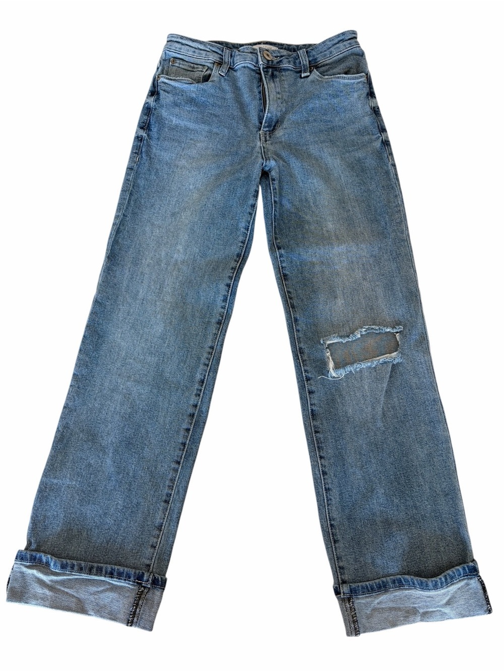 STS Blue Light Wash Boyfriend Jeans with Knee Rip